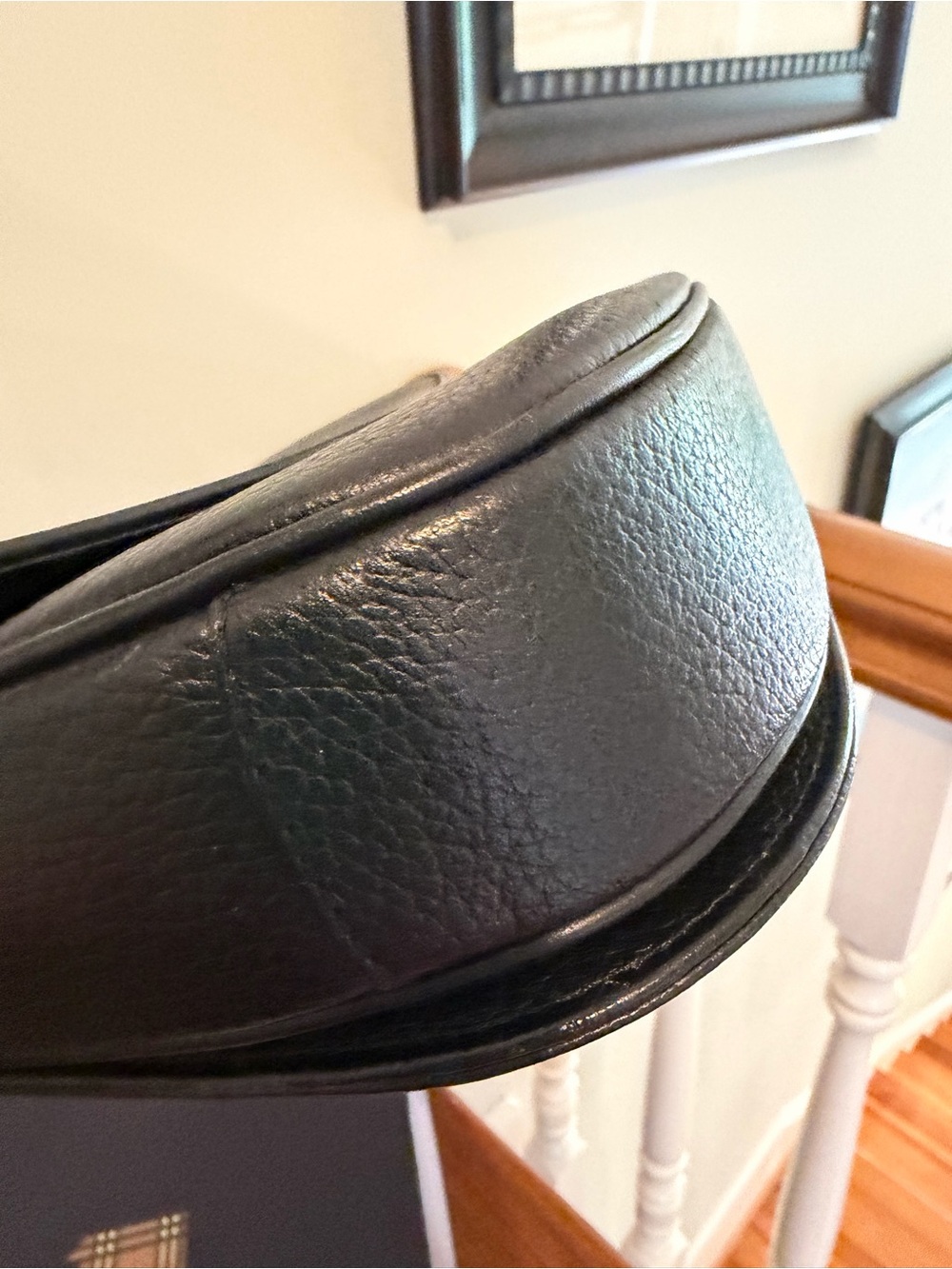 Vintage Burberry London Black Leather Crossbody Bag Nova Check w/ Box Dust Bag - Picture 3 of 15